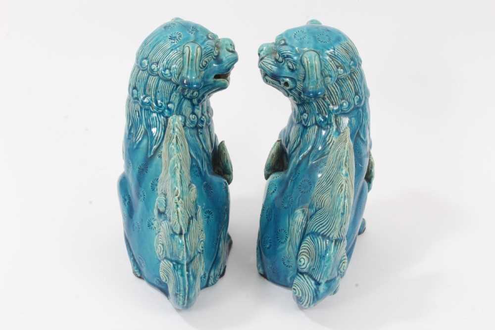 Pair of blue glazed Chinese or Japanese Dogs of Foo - Image 8 of 12