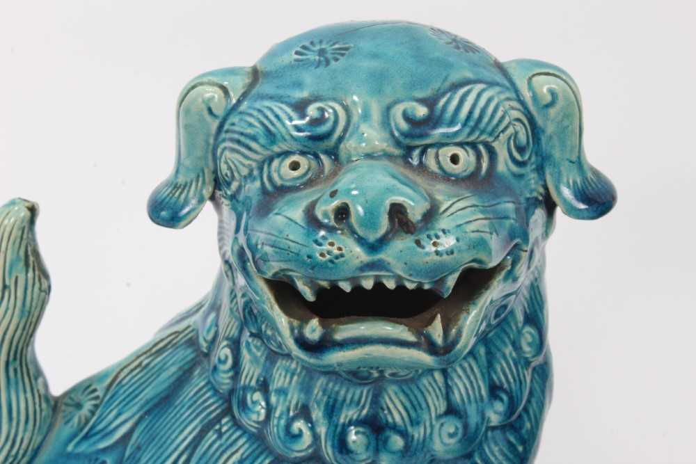 Pair of blue glazed Chinese or Japanese Dogs of Foo - Image 2 of 12