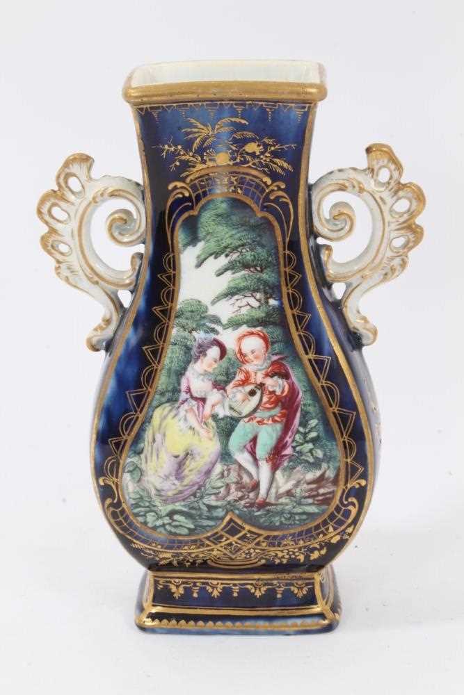 A Chelsea blue ground vase, finely painted with figures, circa 1762-65