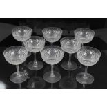 A good set of eight Edwardian cut glass champagne coupes, diamond pattern, 12cm height