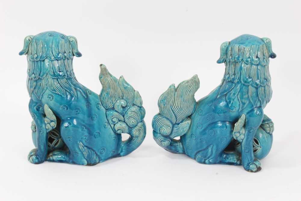 Pair of blue glazed Chinese or Japanese Dogs of Foo - Image 7 of 12