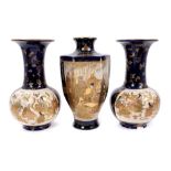 Garniture of Japanese satsuma vases