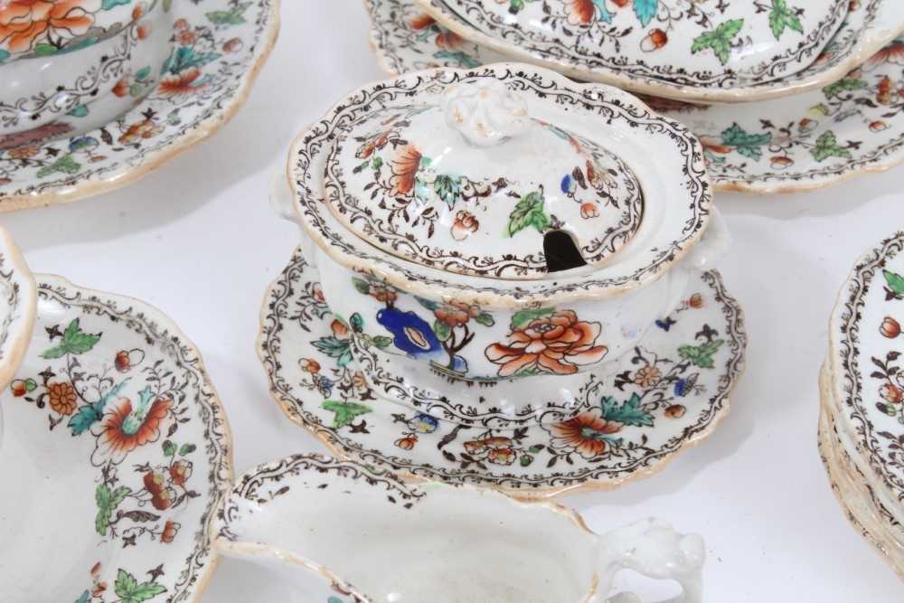 Early Victorian miniature 52 piece dinner set, probably Minton, transfer printed with an Oriental pa - Image 6 of 15