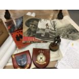 Group of Militaria to include ephemera relating to the First World War, maps, regimental crests, pri