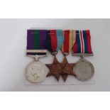 Second World War and later medal group comprising 1939 - 1945 Star, Africa Star and War medal togeth