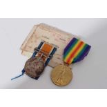 First World War pair comprising War and Victory medals named to 107248 Pte. R. Morris. M.G.C. togeth