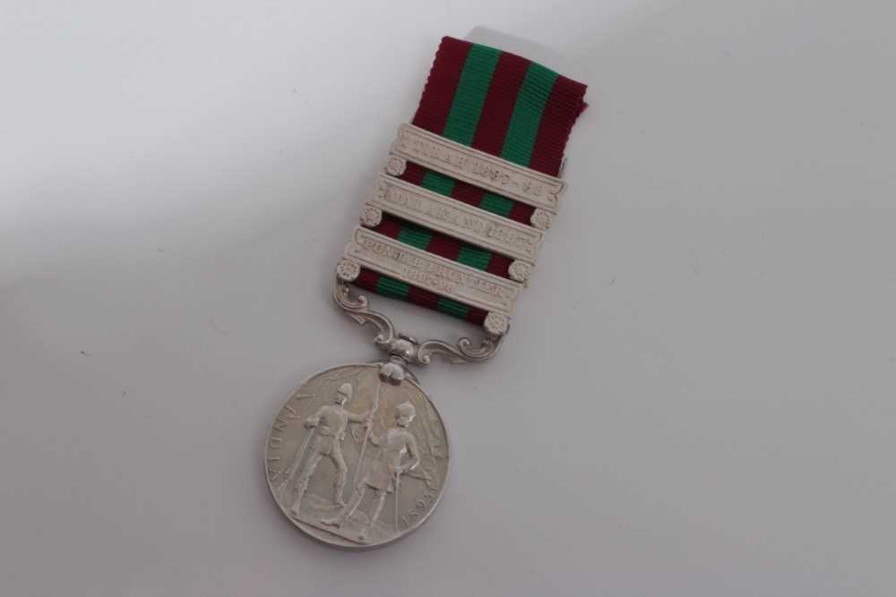 Victorian India medal (1895 - 1902), with three clasps- Punjab Frontier 1897-98, Malakand 1897 and T