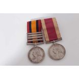Victorian medal pair comprising Queen's South Africa medal with four clasps- Cape Colony, Paardeberg
