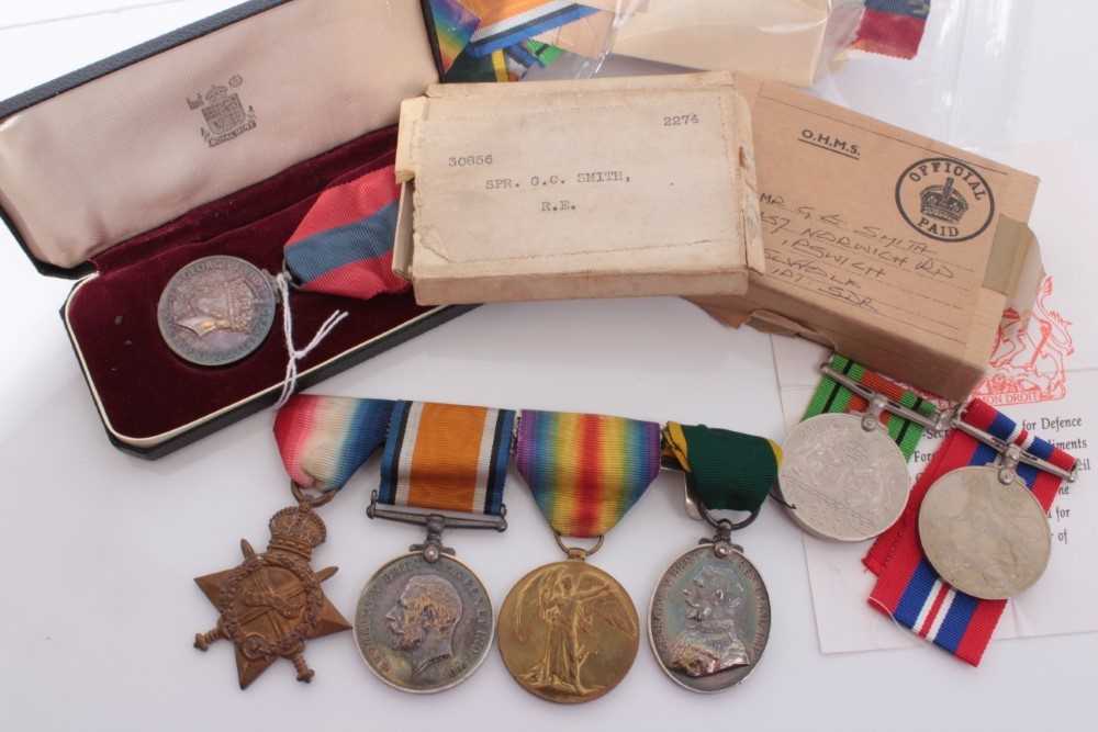 First World War and later medal group comprising 1914 - 15 Star, War and Victory, and George V Terri