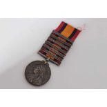 Queen's South Africa medal with six clasps- Tugela Heights, Orange Free State, Relief of Ladysmith,