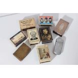 Group of nine military related match box covers to include brass Trench Art cover, silver cover engr