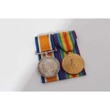 First World War pair comprising War and Victory medals named to P.O. 2001 -S- Pte. W. Jordon. R.M.L.