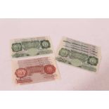 G.B. - Mixed Bank Notes to include green One Pound, Chief Cashier L O'Brien x 2, Beale x 5 & brown T