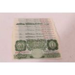 G.B. - Green One Pound Bank Notes in sequential order, Chief Cashier L O'Brien, prefix Z97K 203346-3