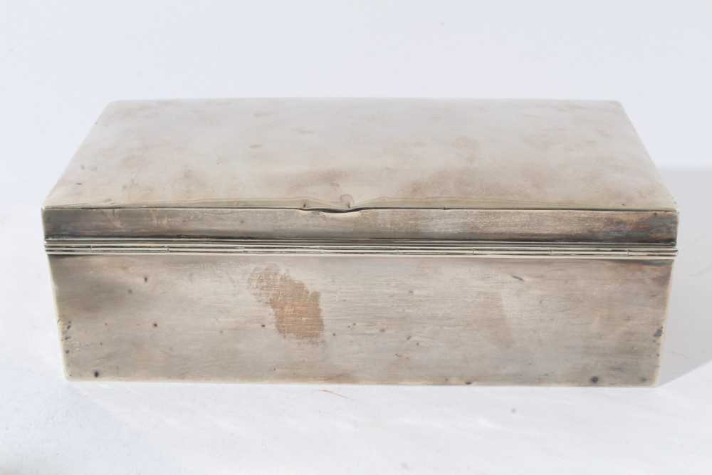 George VI silver cigar box of rectangular form, with domed hinged lid and cedar wood lined interior - Image 6 of 10