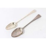 George III Old English pattern silver basting spoon with engraved initials (London 1790) together wi