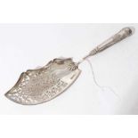 19th century Russian silver fish slice with pierced decoration, marks for Saint Petersburg 1840, Kar