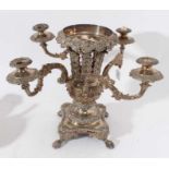 Impressive Regency century silver plated table centre, with central campana form urn with ornate aca