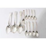 Pair of George III silver fiddle and thread pattern table spoons (London 1811 / 1812) together with