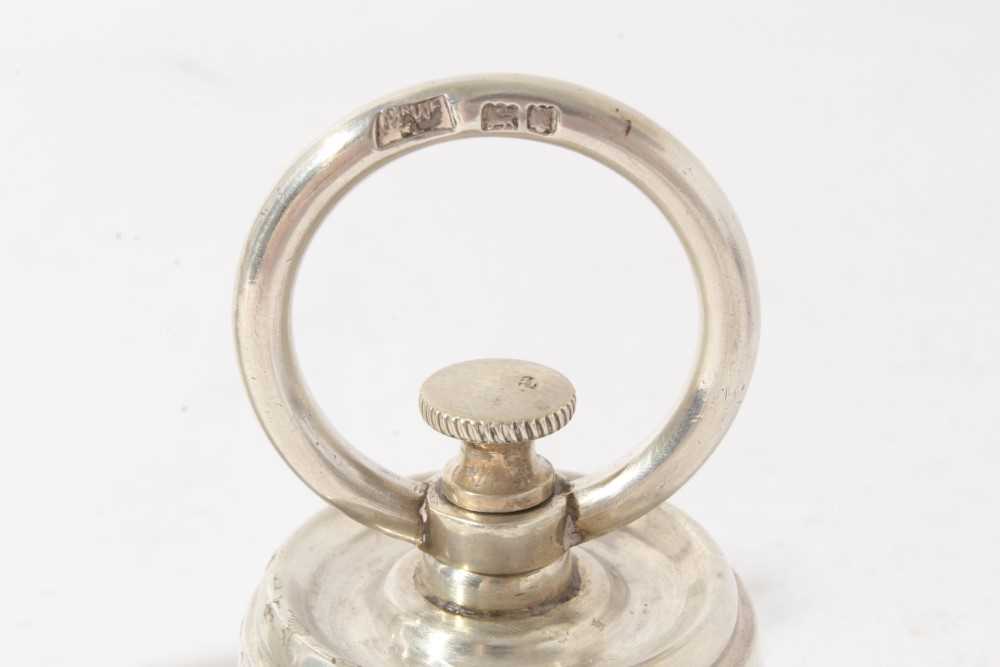 Pair of unusual Edwardian novelty pepper grinders in the form of 2lb Bell weights, with engraved arm - Image 6 of 7