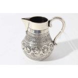 Victorian silver Indian Mughal style milk / cream jug embossed with nine signs of the Zodiac, each w