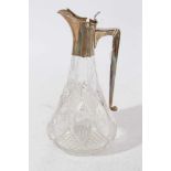 Late Victorian silver mounted cut glass claret jug of tear drop form with star cut base, silver moun