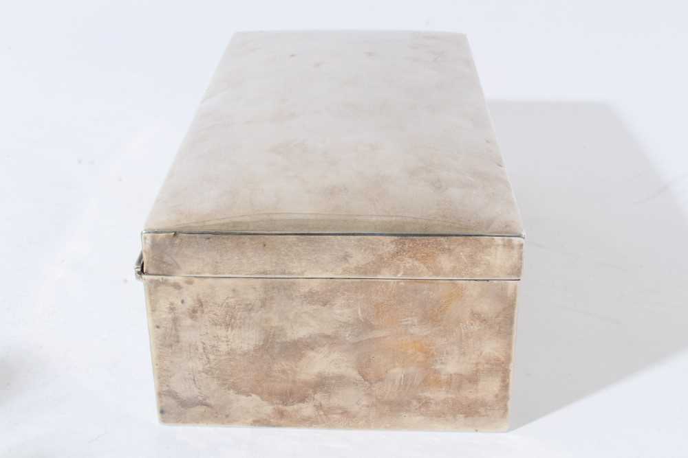 George VI silver cigar box of rectangular form, with domed hinged lid and cedar wood lined interior - Image 7 of 10