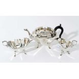 Late Victorian silver bachelors three piece tea set Birmingham 1898