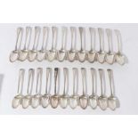 Set of twelve Georgian silver Old English pattern feather edge table spoons (London 1778) together w