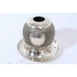 Victorian silver mounted globular match holder / Vesta globe on circular silver base, (London 1896),