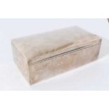 George VI silver cigar box of rectangular form, with domed hinged lid and cedar wood lined interior