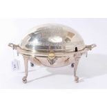 Late 19th/early 20th century silver plated revolving breakfast dish of typical form, with engraved d