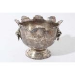 George V silver two handled miniature monteith with engraved Pigeon motif and presentation inscripti