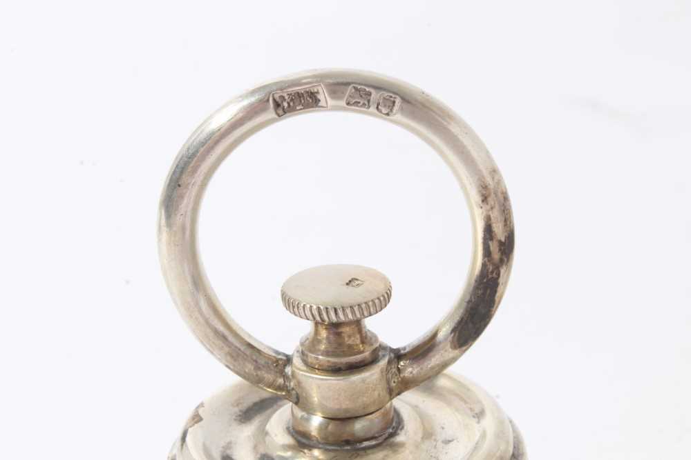 Pair of unusual Edwardian novelty pepper grinders in the form of 2lb Bell weights, with engraved arm - Image 5 of 7