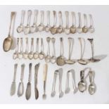 Group of assorted Georgian and later silver flatware to include a Contemporary silver knife (London