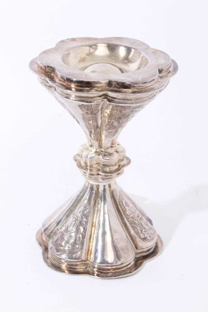 Livery Company Interest- fine Edwardian silver table salt of hour glass form, a copy of the 16th cen