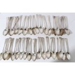 Set of twenty-four Victorian silver Old English pattern feather edge table spoons