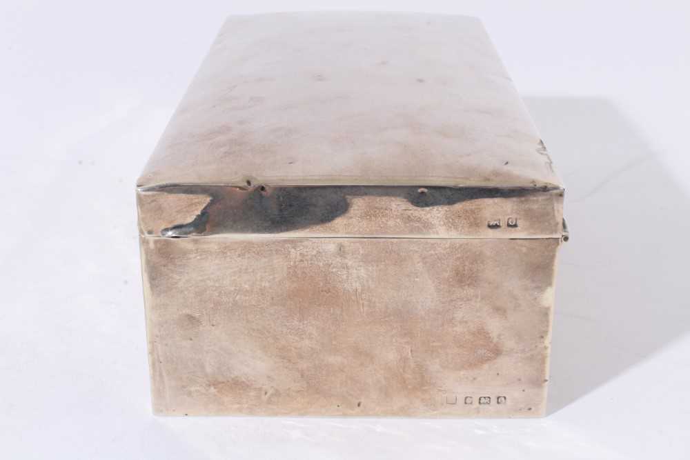 George VI silver cigar box of rectangular form, with domed hinged lid and cedar wood lined interior - Image 3 of 10