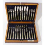 Good quality George V fruit set comprising twelve pairs of knives and forks, (London 1922), maker R