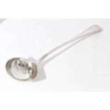 Victorian silver Old English pattern serving ladle with reeded decoration, (London 1847), all at app