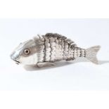 Late 19th century German Hanau silver articulated model of a fish, with engraved decoration on body