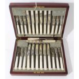 George V silver dessert cutlery comprising twelve knives and twelve forks, (Sheffield 1929) maker, C