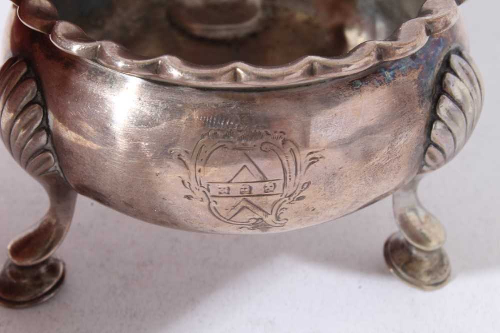 Pair of George II silver salts of cauldron form, raised on three pad feet, (London 1751), together w - Image 8 of 12