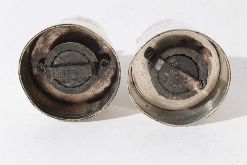 Pair of unusual Edwardian novelty pepper grinders in the form of 2lb Bell weights, with engraved arm - Image 7 of 7