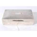 Pigeon Racing Interest- George VI silver cigarette box of rectangular form with engine turned decora