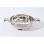 Rugby interest- Contemporary silver Quaich of conventional form, the handles engraved