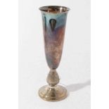 Contemporary silver spill vase of tapered form with textured knop, on circular foot, (Birmingham 197