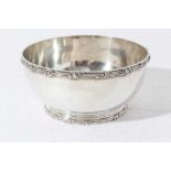 American silver sugar bowl with reeded and foliate borders, on circular foot, stamped to underside S