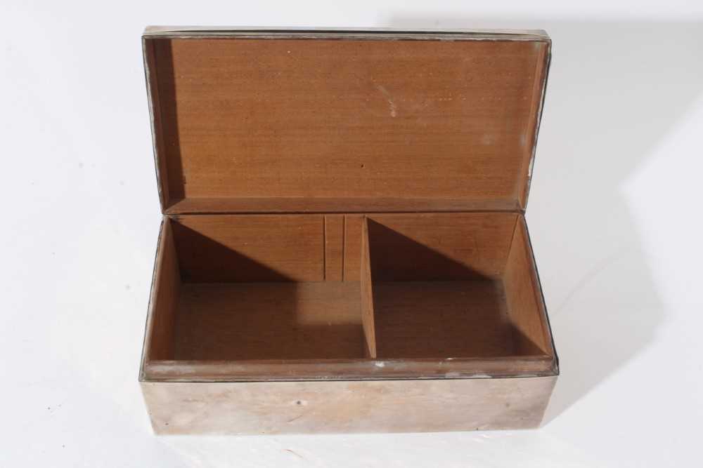 George VI silver cigar box of rectangular form, with domed hinged lid and cedar wood lined interior - Image 2 of 10