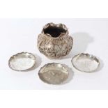 Group of three early 20th century Chinese Export silver pin dishes of circular form, with engraved d